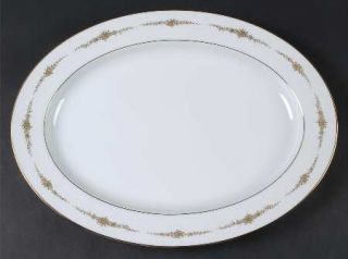 Noritake Goldcourt 16 Oval Serving Platter, Fine China Dinnerware   Gold Flower