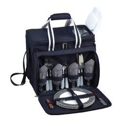 Picnic At Ascot Picnic Cooler For Four Navy/white