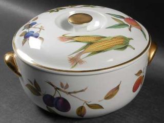 Royal Worcester Evesham Gold (Porcelain) 2.75 Qt Round Covered Casserole, Fine C