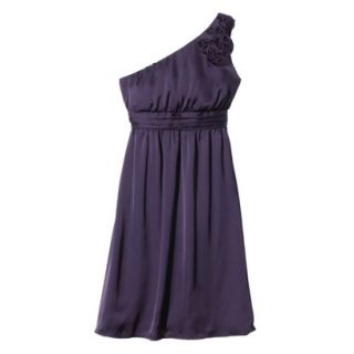 TEVOLIO Womens Plus Size Satin One Shoulder Rosette Dress   Shiny Purple   16W