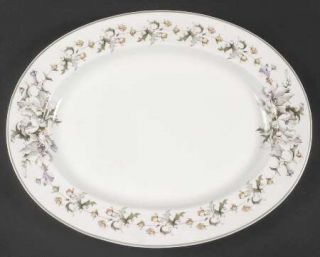 Spode Summerfield 14 Oval Serving Platter, Fine China Dinnerware   White/Gray F
