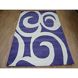 Hand tufted Purple Modern Wool Rug (5 X 8) (PurplePattern GeometricMeasures 0.8 inch thickTip We recommend the use of a non skid pad to keep the rug in place on smooth surfaces.All rug sizes are approximate. Due to the difference of monitor colors, some