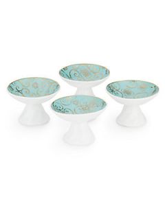 Footed Dipping Dish/Set of 4   Blue White