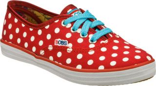 Girls Skechers BOBS Boardwalk Dizzy Dots   Red/White Casual Shoes