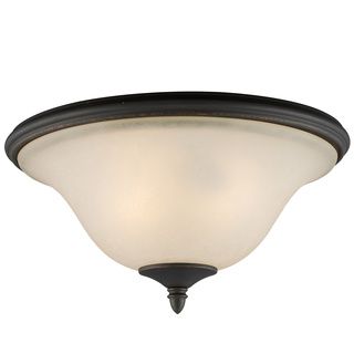 Z lite 2 light Bronze Flush Mount (Metal, glassNumber of lights Two (2)Requires two (2) 60 watt bulbs (not included)Dimensions 7.25 inches high x 14 inches wide ImportedThis fixture does need to be hard wired. Professional installation is recommended.)