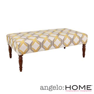 Angelohome Brighton Hill Modern Deco Yellow taupe Tilework Cocktail Ottoman