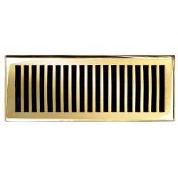 Brass Elegans Contemporary 4 X 12 Polished Brass Floor Register (Solid brassHardware finish Polished and lacquered brassDimensions 4 x 12 duct openingDue to the handmade nature of this product, there may be slight variations in size and finish.)