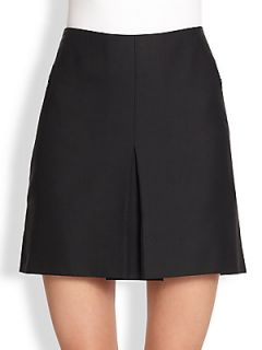 Akris Inverted Pleat Mini Skirt   Black Nude