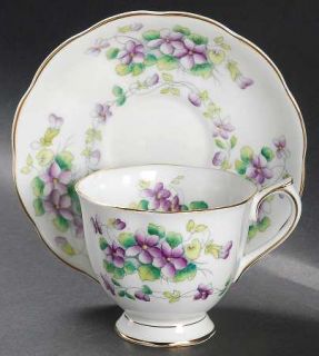 Royal Albert Sweet Violet Footed Cup & Saucer Set, Fine China Dinnerware   Large