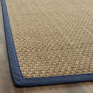 Hand woven Cotton Sisal Natural/ Blue Seagrass Runner (26 X 8)