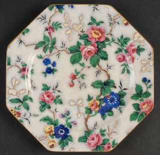 Crown Ducal Ascot Luncheon Plate, Fine China Dinnerware   Large Floral Chintz Mu