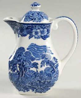 Wedgwood Woodland Individual Coffee Pot & Lid, Fine China Dinnerware   Blue Flor