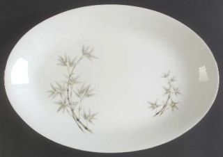 Seyei Bamboo Garden 16 Oval Serving Platter, Fine China Dinnerware   Green/Gray