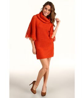 Jessica Simpson Turtleneck Poncho Sweater Dress Womens Dress (Orange)