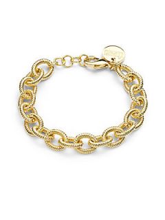Ribbed Oval Chain Bracelet   Gold