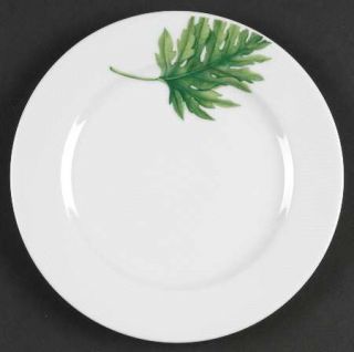 Vista Alegre Bali Bread & Butter Plate, Fine China Dinnerware   Green Leaf Motif