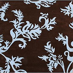 Alliyah Handmade New Zeeland Blend Brown Floral Wool Rug (6 Square)