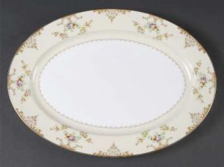Meito Marie (V2069) 14 Oval Serving Platter, Fine China Dinnerware   Tan Border