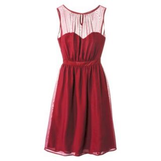 TEVOLIO Womens Chiffon Illusion Sleeveless Dress   Stoplight Red   6