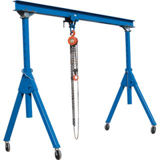 Vestil Steel Gantry Crane   Adjustable Height, 4000 Lb. Capacity, 10ft.L x 8in.