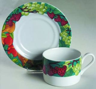 American Atelier Delicious (4008) Flat Cup & Saucer Set, Fine China Dinnerware  