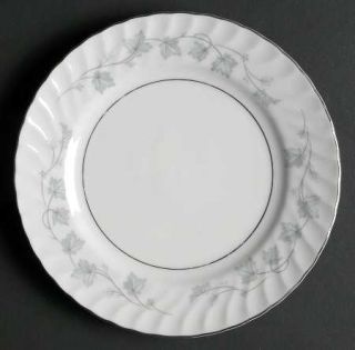 Mikasa Encino Bread & Butter Plate, Fine China Dinnerware   Bluish Gray Leaves O