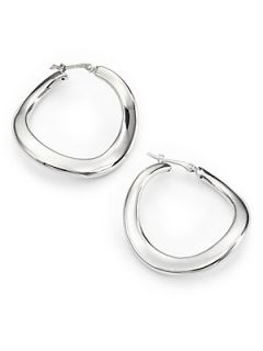 Sterling Silver Twisted Hoop Earrings/1 Inch   Silver
