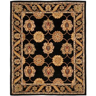 Handmade Heritage Mahal Black Wool Rug (76 X 96)