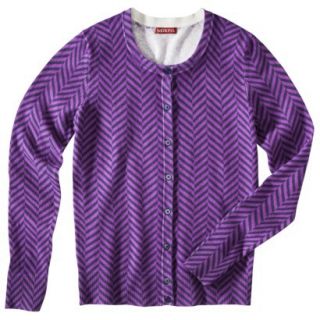 Merona Petites Long Sleeve Crew Neck Cardigan Sweater   Purple XSP