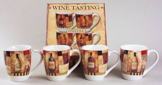 Oneida Wine Tasting (Set of 4 Motif) Mug & Box, Fine China Dinnerware   Wine And