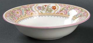 Minton Asian Flowers Coupe Cereal Bowl, Fine China Dinnerware   Pink/Tan Floral