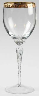 Lenox Holiday (Newer, Gold Trim) Water Goblet   Aria Shape, Gold Holly Leaves, N