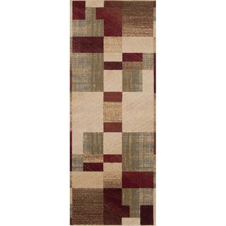 Woven Puzzle Burgundy Contemporary Geometric Rug (3 X 8)