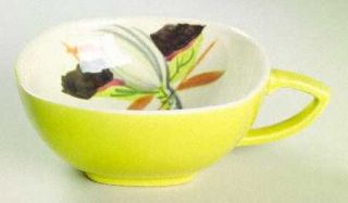 Red Wing Lotus Chartreuse Flat Cup, Fine China Dinnerware   Concord Shape,Lotus,