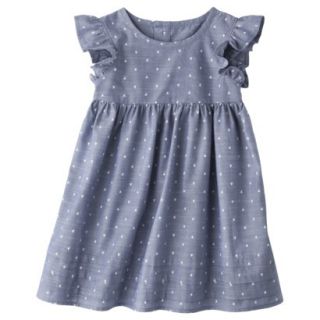 Cherokee Infant Toddler Girls Polkadot Flutter Sleeve Dress   Blue 4T