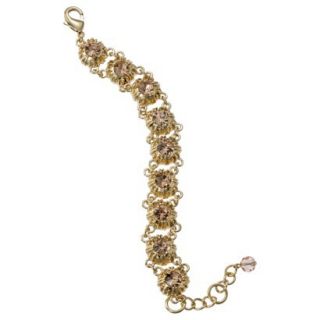 Womens Multi Stone Chain Bracelet   Peach/Gold