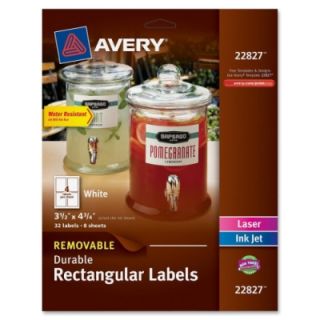 Avery Labels Removable Durable Labels, 4 3/4 x 3 1/2, White (22827)