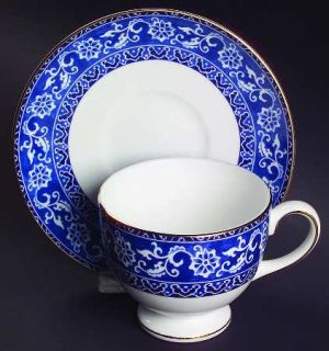 Wedgwood Bokhara (Newer, 1997) Leigh Shape Footed Cup & Saucer Set, Fine China D