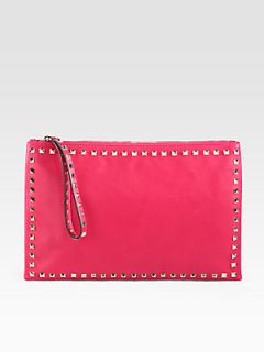 Valentino Rockstud Clutch   Cyclamin