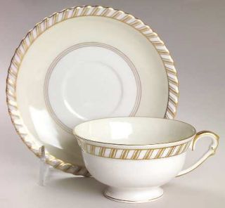 Franconia   Krautheim Baronial (White Center) Footed Cup & Saucer Set, Fine Chin