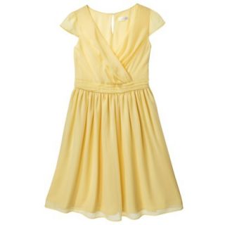 TEVOLIO Womens Plus Size Chiffon Cap Sleeve V Neck Dress   Yellow   18W