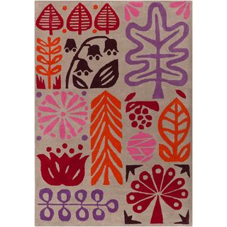 Hand tufted Novelty Bengals Multi Floral Wool Rug (33 X 53)