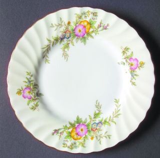 Minton York Bread & Butter Plate, Fine China Dinnerware   Pink&Yellow Flowers,Sw