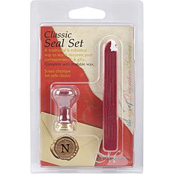 Classic Ceramic N Initial Seal And Red Traditional Wax Set