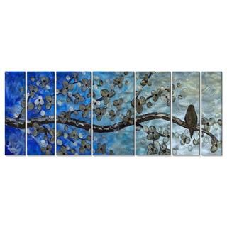 Brittney Hallowell Welcoming Spring With A Song Metal Wall Art 7 panel Set (LargeSubject AbstractMedium MetalOuter dimensions 23.5 inches high x 66 inches wide x 1 inches deep )