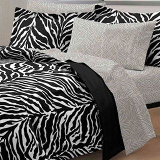 Zebra Black/white 7 piece Bed in a bag With Sheet Set