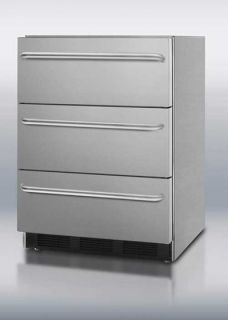 Summit Refrigeration 24 in Refrigerator w/ 3 Drawer, Fan Cooled & Auto Defrost, Stainless, ADA