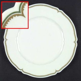 Haviland Centelle Dinner Plate, Fine China Dinnerware   France, Green & Goldband