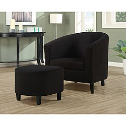 Black Padded Microfiber Accent Chair And Ottoman