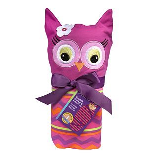 Sozo Owl Swaddle Blanket and Cap Set, Purple/Pink